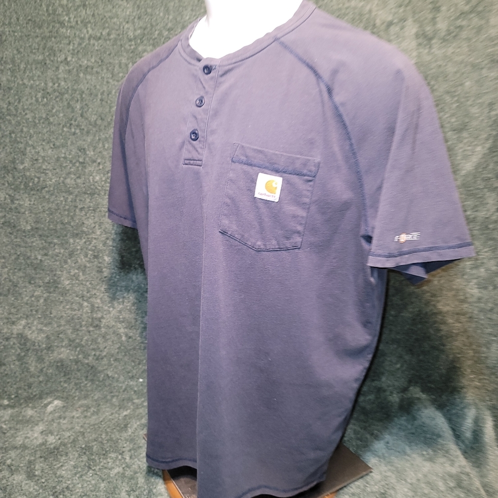 Carhartt Mens 3 Button work shirt navy blue Size 2XL